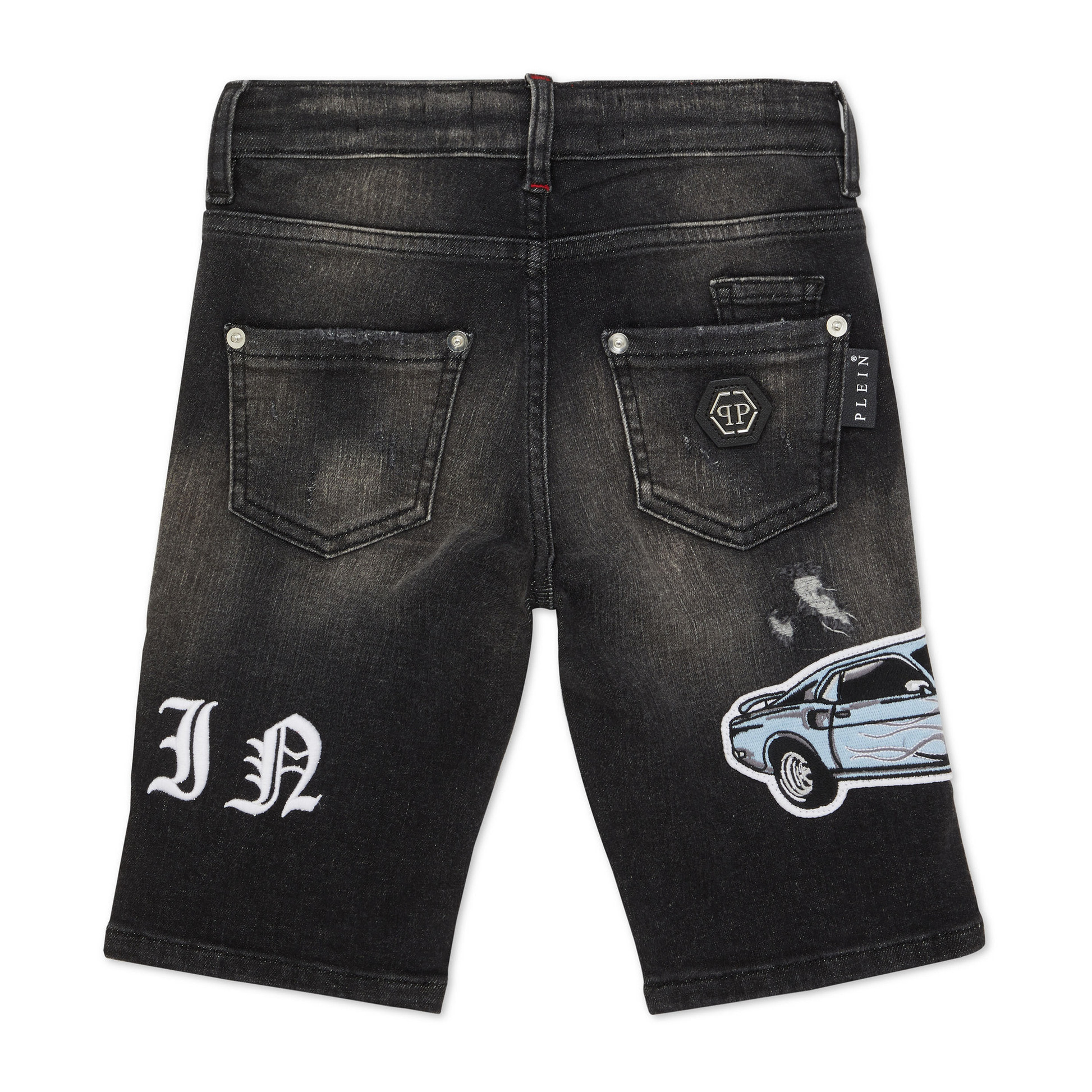 PHILIPP PLEIN DENIM SHORTS FERMENTERA RACING
