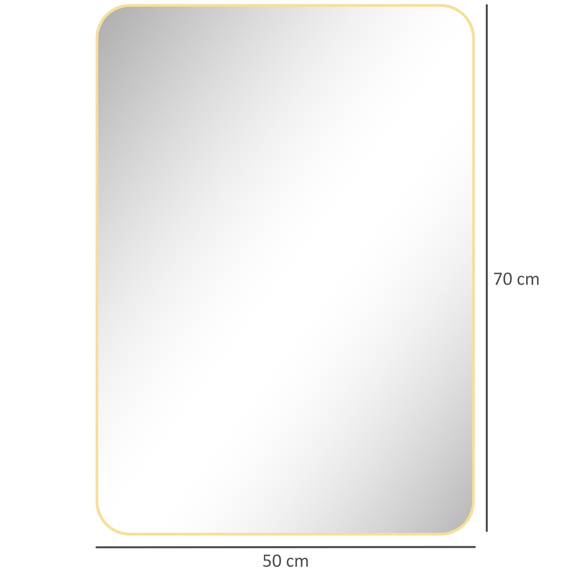 Miroir mural rectangulaire 50 x 70 cm cadre alliage aluminium doré