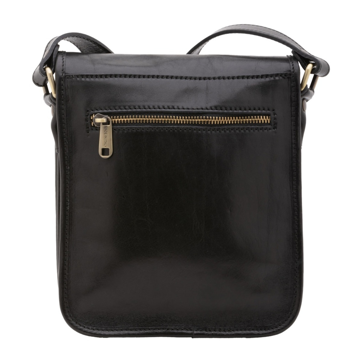 Borsa a tracolla uomo in vera pelle - Modello False - Made in Italy - 23.0 x 20.0 x 9.0 cm