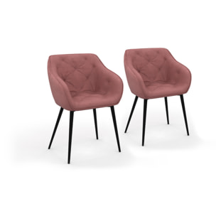 Fauteuils Julia en velours et pieds métal - lot de 2 - Rose