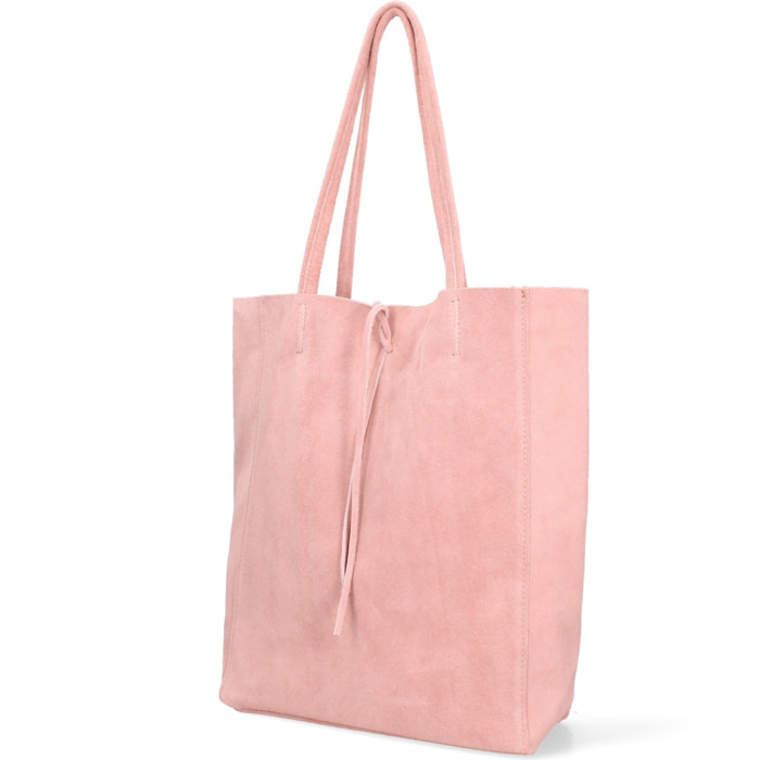Borsa a mano da donna Made in Italy - Modello Lumena Prime - 100% pelle scamosciata - 28.0 x 35.5 x 12.5 cm