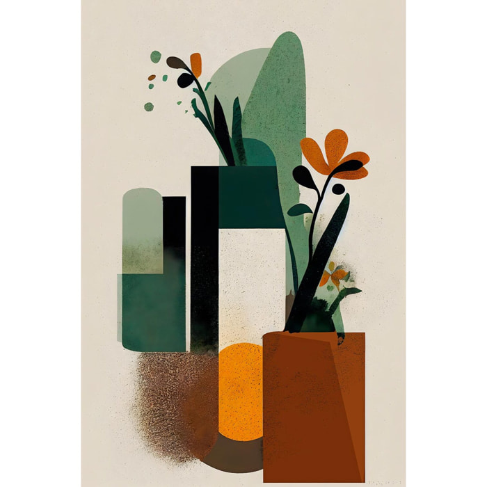 Tableau de fleurs vases geometriques  Toile imprimée