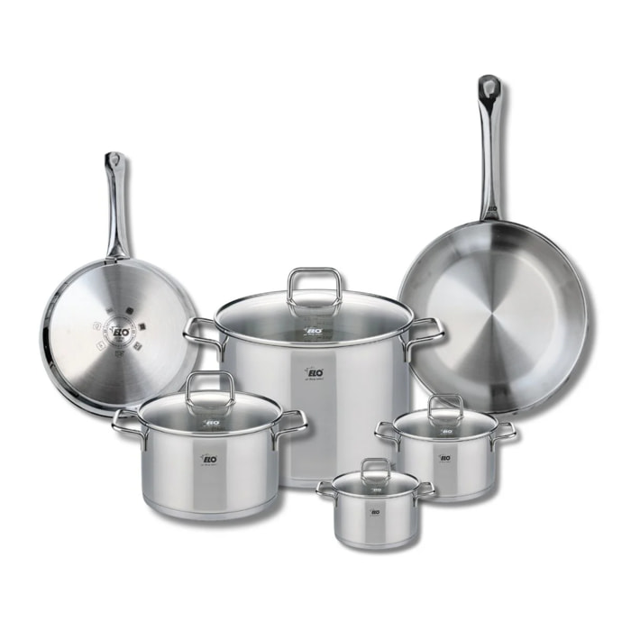 Ensemble de 2 Poêles de cuisson 24 et 28 cm et 4 faitouts 12, 14, 20 et 26 cm Elo Profi Citrin