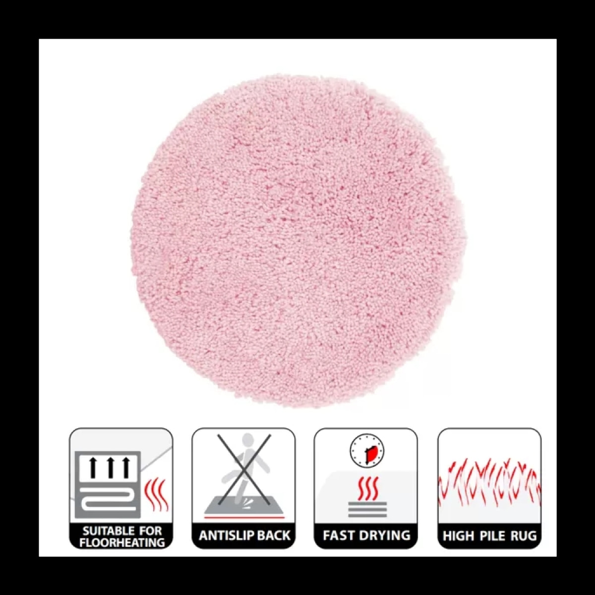 Tapis de bain rond Microfibre HIGHLAND Ø60cm Rose clair Spirella