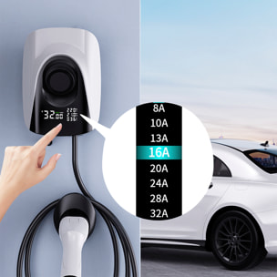 Estación de carga ZD02. Para coches eléctricos de CA para el hogar. Tipo 2, EV y PHEV, con 32A y 7KW.