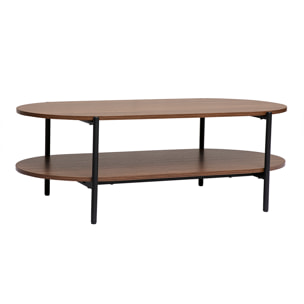 Table basse ovale finition bois foncé noyer et métal L115 cm BRUNA