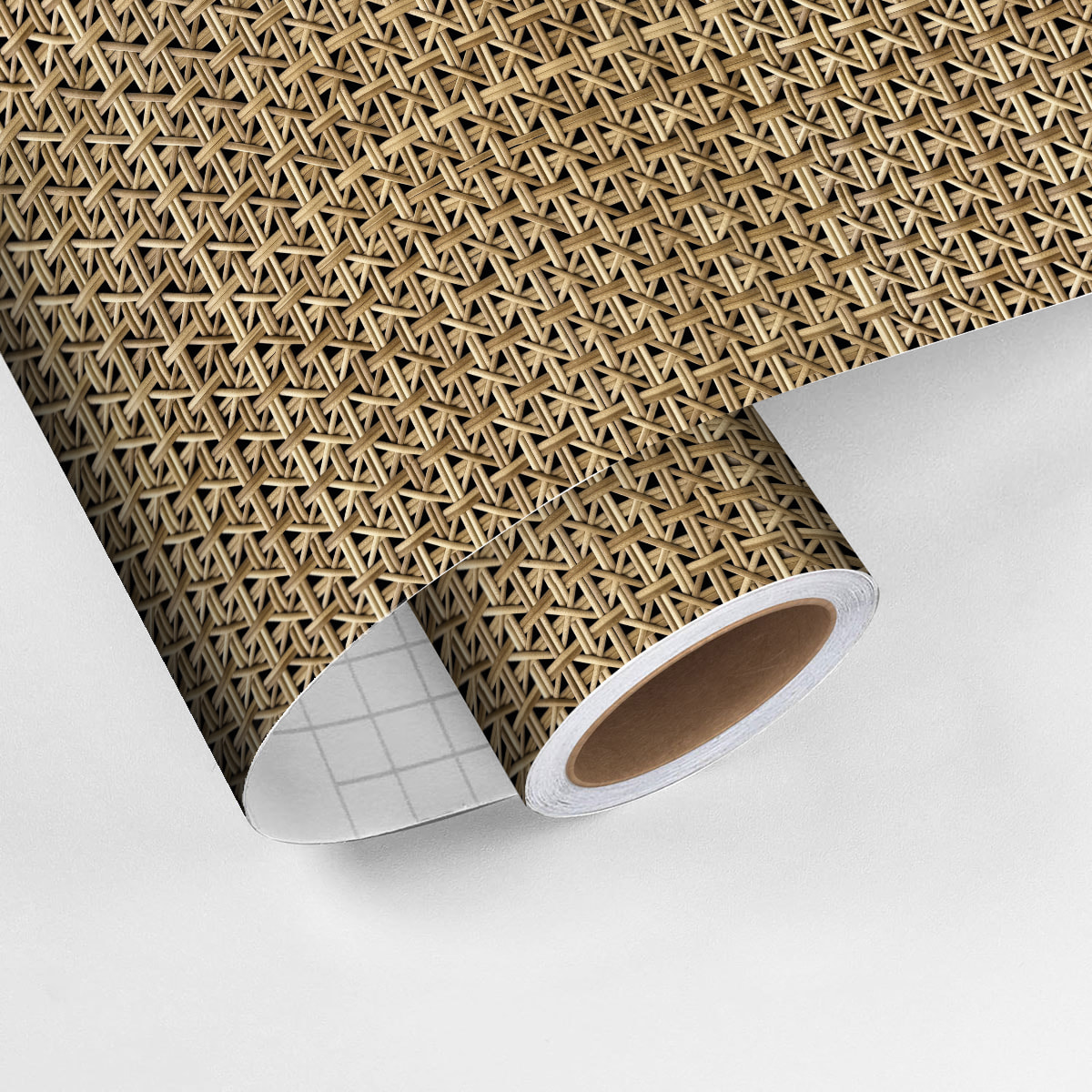 Rouleau revêtement adhésif vinyle au mètre - Sticker mural tête de lit - ROTIN TRESSÉ FORESTIER