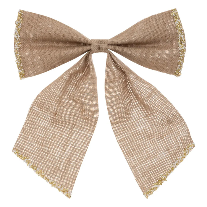 Noeud déco givré 28x34cm jute beige