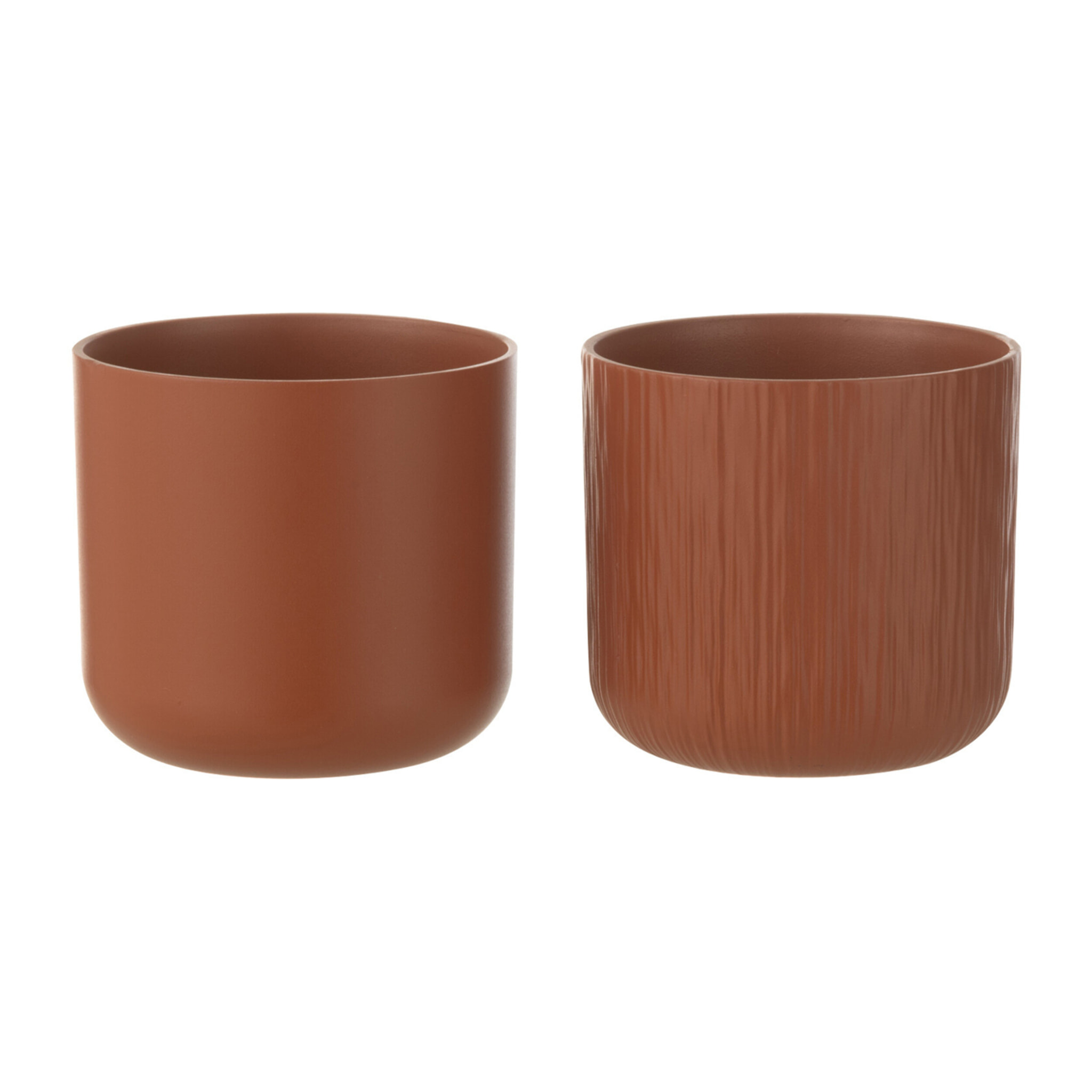 J-Line Cachepot Gen Ceramique Marron Small Assortiment De 2