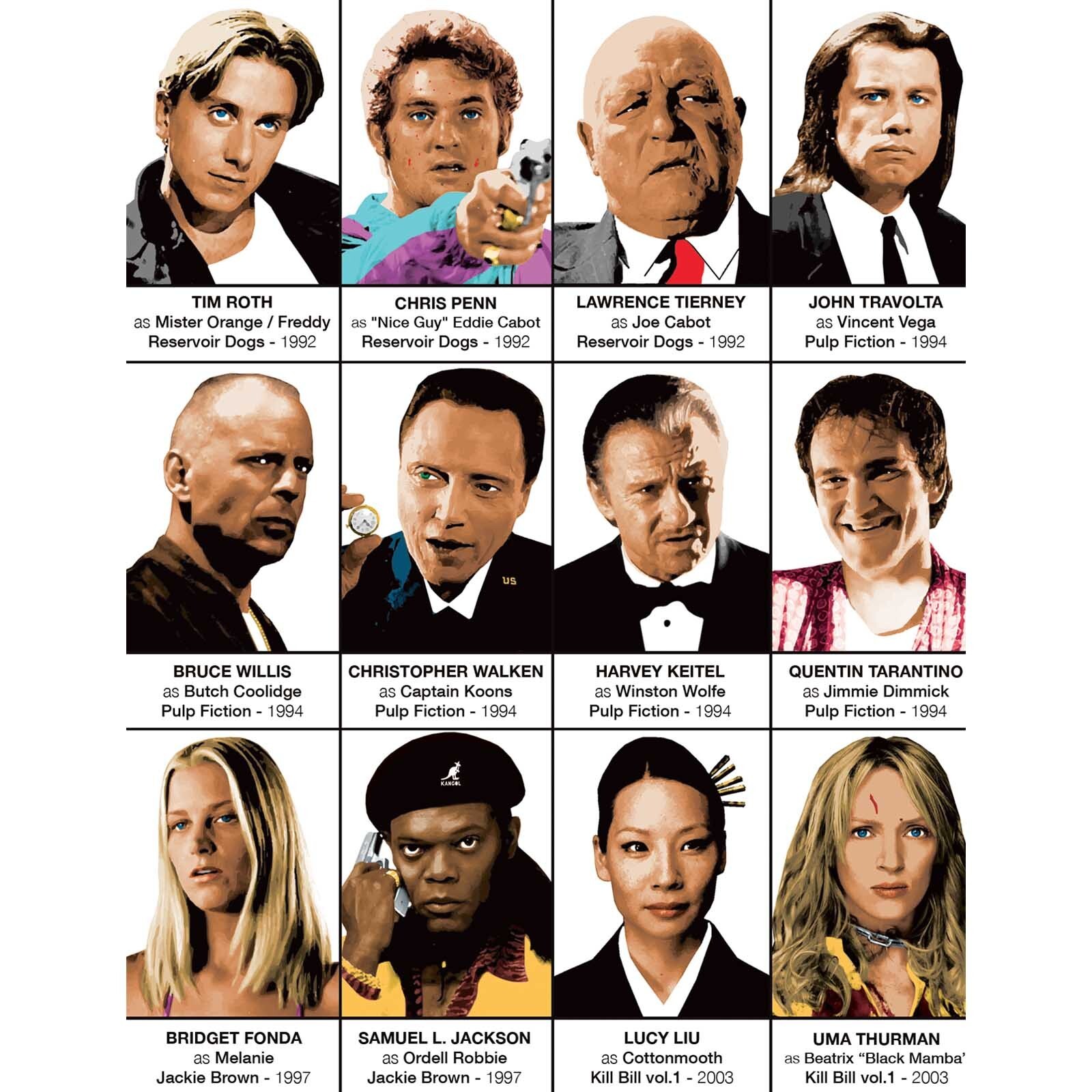 Affiche - Quentin Tarantino characters - Olivier Bourdereau