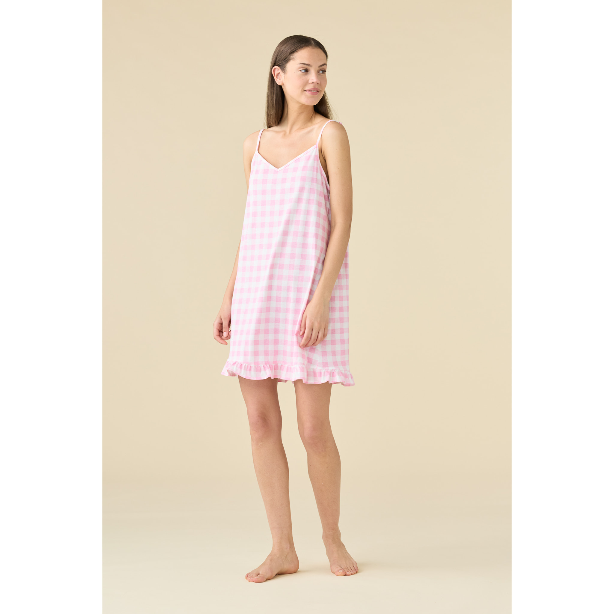 Camicia da notte donna estiva in cotone articolo vichy heart. Noidinotte