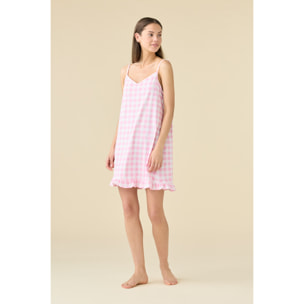 Camicia da notte donna estiva in cotone articolo vichy heart. Noidinotte