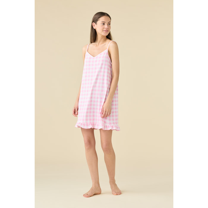 Camicia da notte donna estiva in cotone articolo vichy heart. Noidinotte