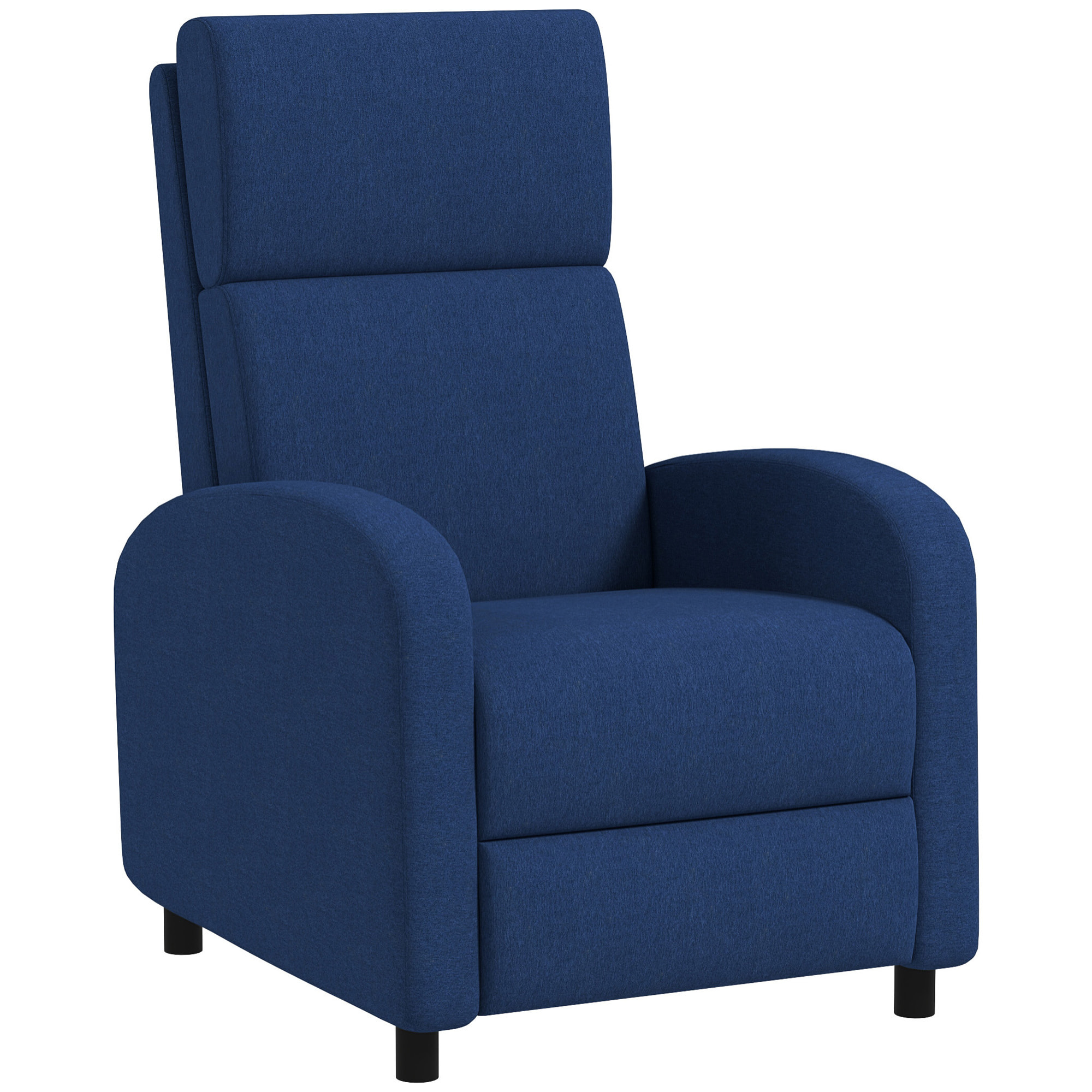 HOMCOM Sillón Relax Reclinable Manual Sillón Relax Tapizado en Lino Sintético con Reposapiés Respaldo Alto Carga 120 kg Butaca Reclinable para Dormitorio Oficina Azul Oscuro