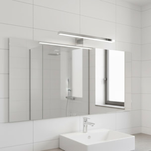 Applique LED 30 cm Da 5.4 Watt in ABS Cromato Luce Fredda 6000K IP44 Installazione su Bordo Specchio Illuminazione Uniforme Anti Riflesso Argento