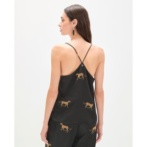 Top in pizzo satinato stampato