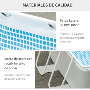 Piscina Desmontable Tubular 340x215x80 cm con Depuradora Cartucho 4.000 L/H Gris