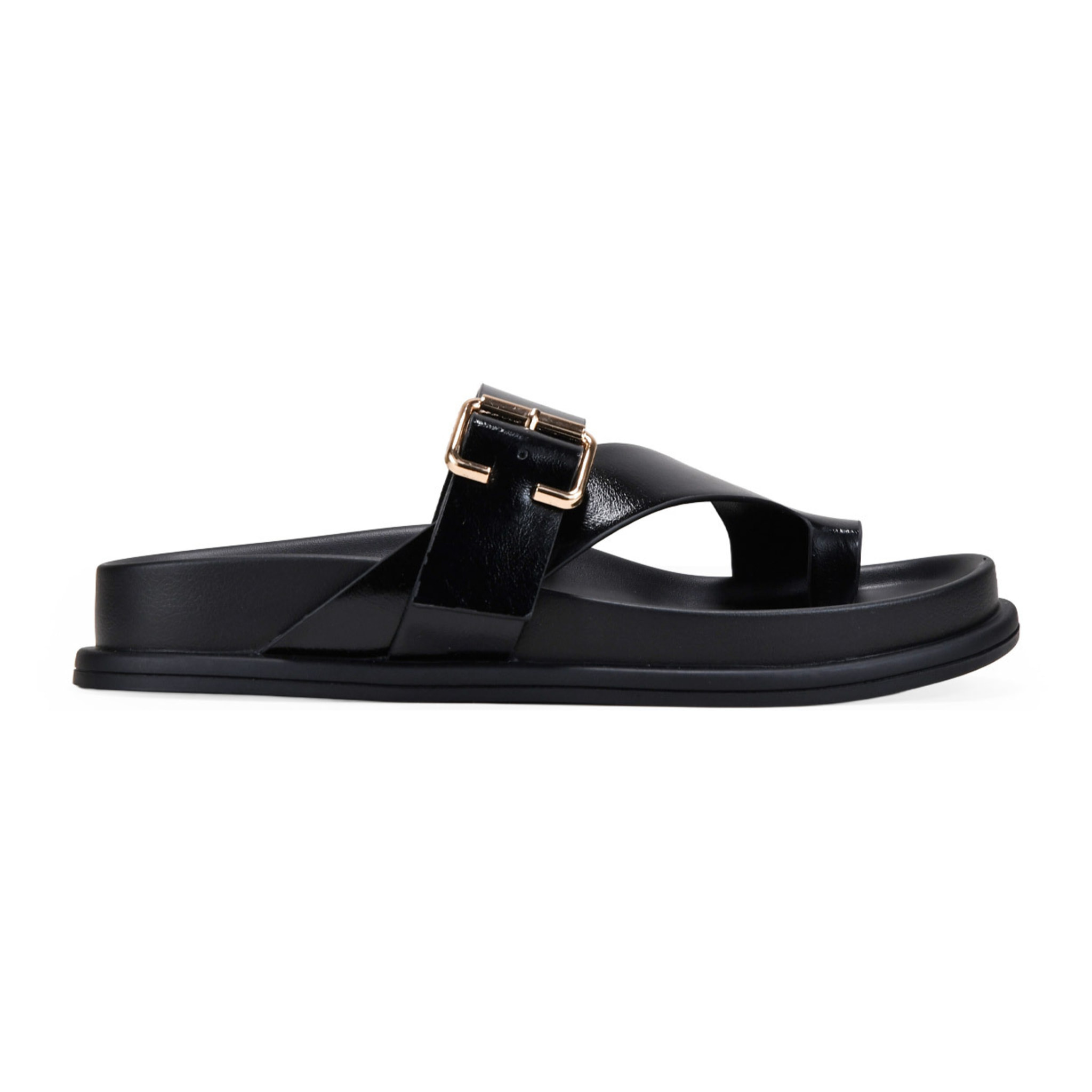 Sandalias de dedo negras con hebilla