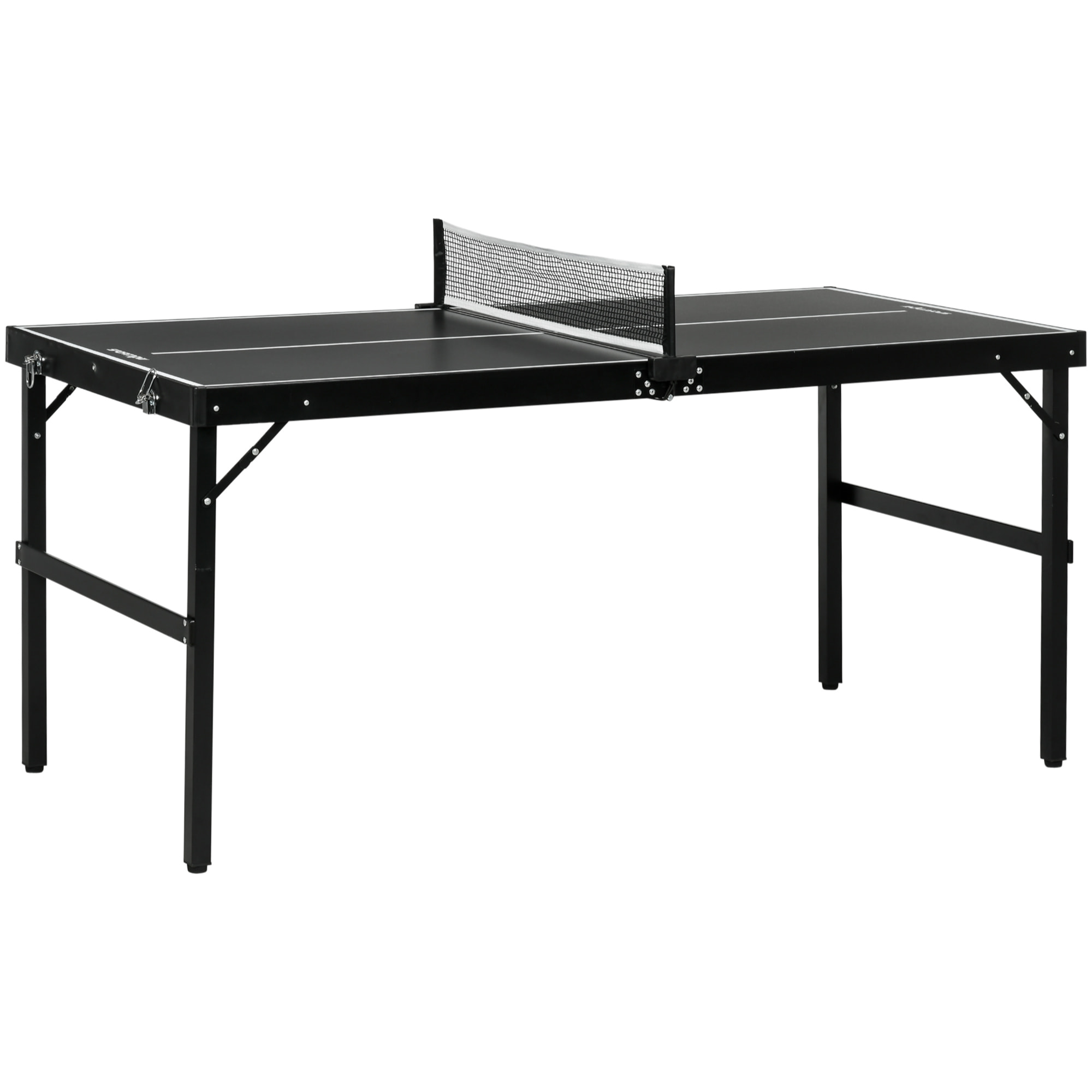 Mesa de Ping Pong Plegable de Tamaño Mediano con Marco de Aluminio Mesa de Tenis Portátil con Red para Uso en Interiores y Exteriores 152x76x72 cm Negro