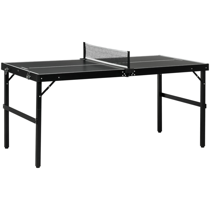 Mesa de Ping Pong Plegable de Tamaño Mediano con Marco de Aluminio Mesa de Tenis Portátil con Red para Uso en Interiores y Exteriores 152x76x72 cm Negro