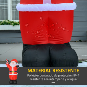 Papá Noel Inflable 240 cm Papá Noel Hinchable con Bastón Luces LED e Inflador Eléctrico Decoración Navideña para Exteriores Interiores Multicolor