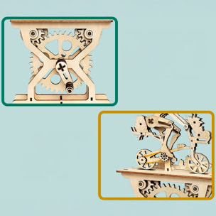 Maqueta de Madera 3D, con movimiento mecánico diseño de Amantes de la bicicleta - Chicas. 107 piezas.