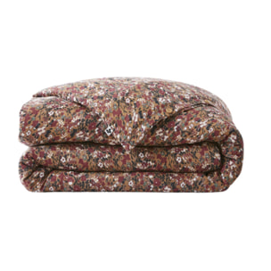 Housse de couette en gaze de coton camel avec motif fleuri - CAPUCINE