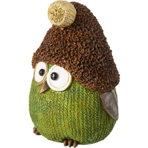 J-Line Hibou avec chapeau - polyrésine - vert/marron - large