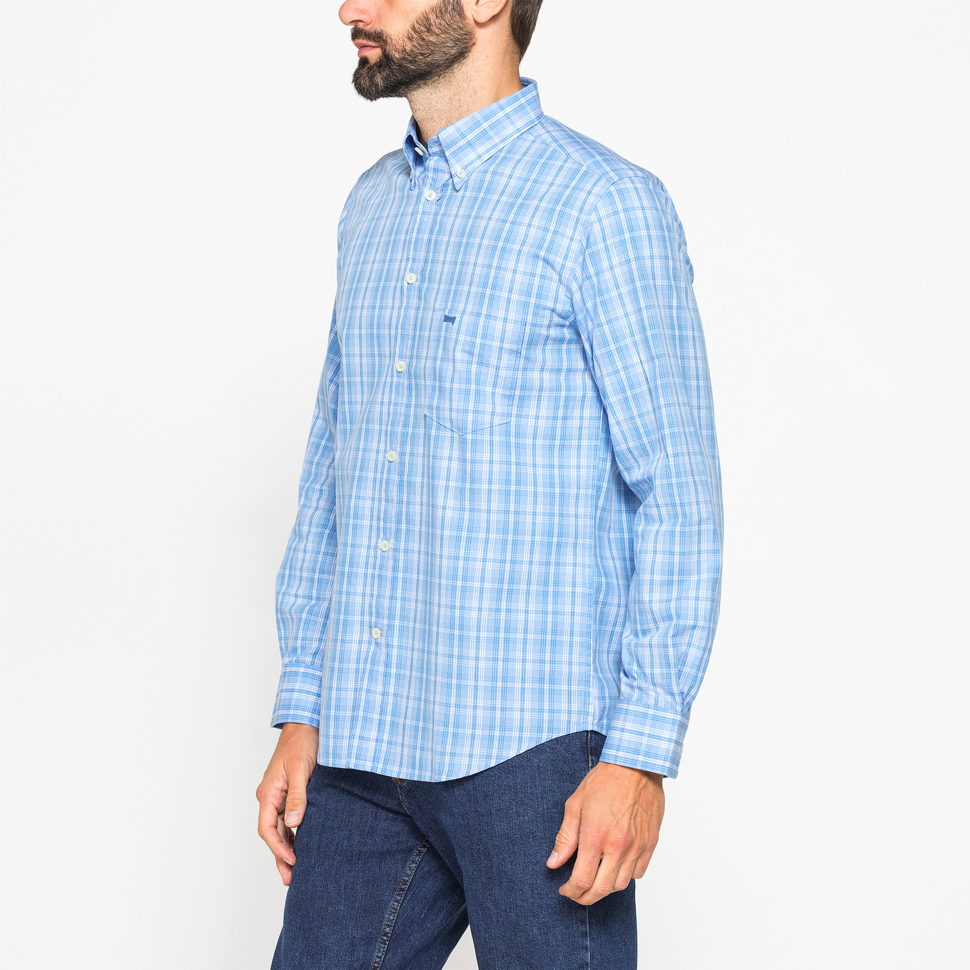 CAMICIA BUTTON-DOWN CON MANICA LUNGA E TASCHINO