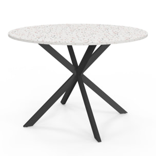 Table à manger ronde Soline Ø110cm effet terrazzo