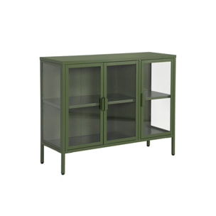 Buffet industriel métal et verre trempé 3 portes 100cm ARKANSAS