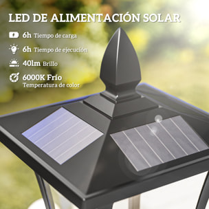 Farola Solar Luz Solar para Jardín con Panel Solar Encendido Automático y Marco de Acero Inoxidable Impermeable IP44 para Terraza Patio 18x18x160 cm Negro
