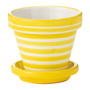 J-Line cache-pot Granada Stripes Handmade + Painted - céramique - jaune - extra small - Ø 17 cm