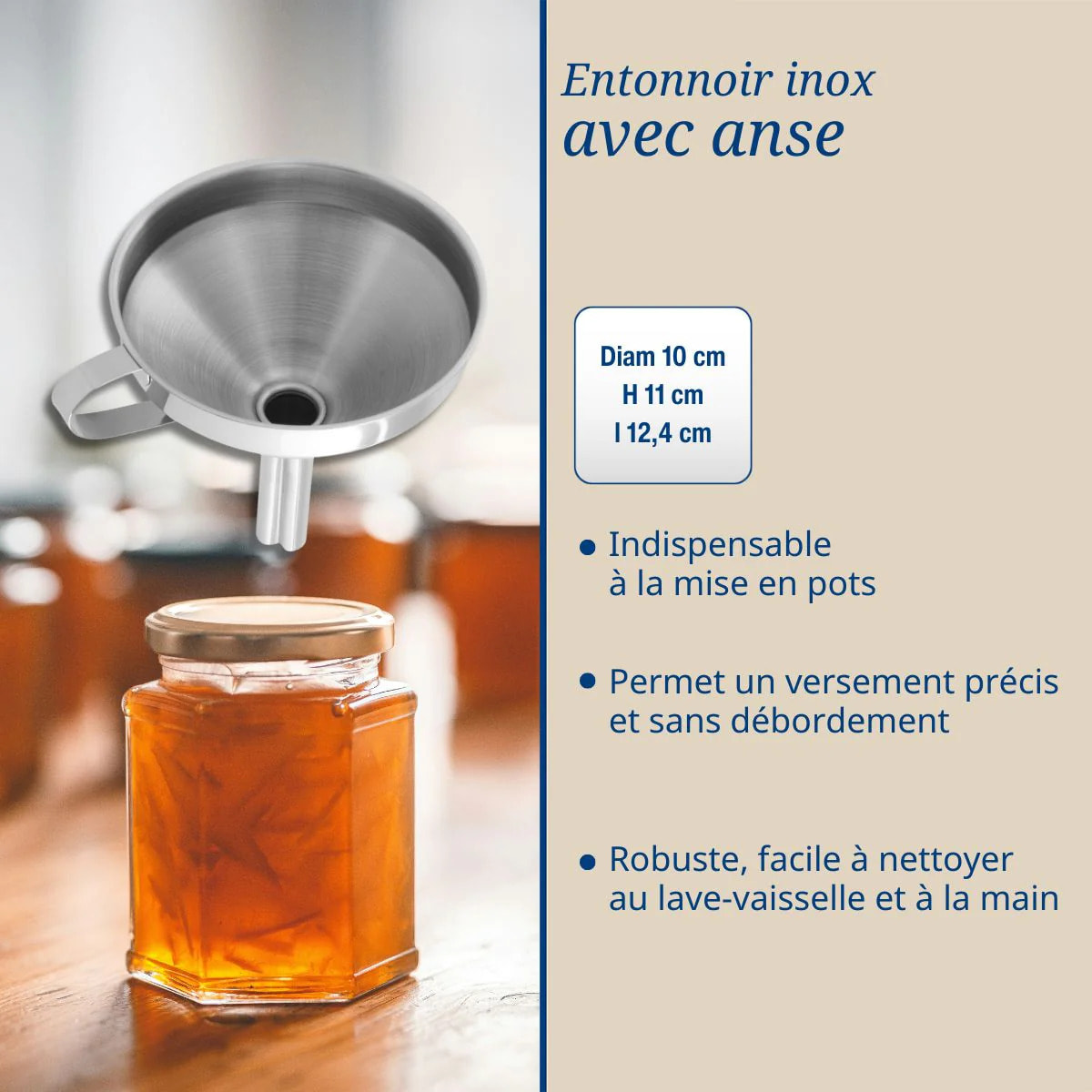 3 ustensiles pour confiture avec pince à bocaux, entonnoir et tissu filtrant Dr Oetker