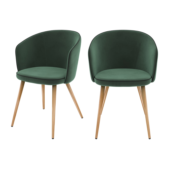Lot de 2 chaises en velours vert - Chiara