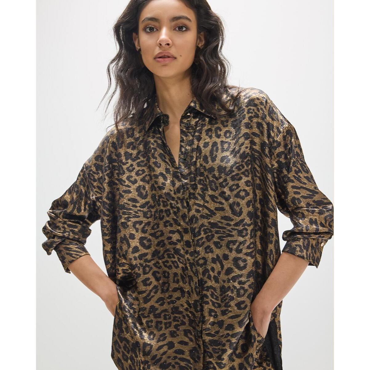 Camicia oversize in tessuto pregiato