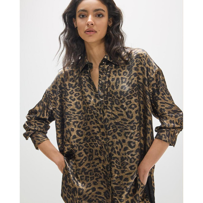 Camicia oversize in tessuto pregiato