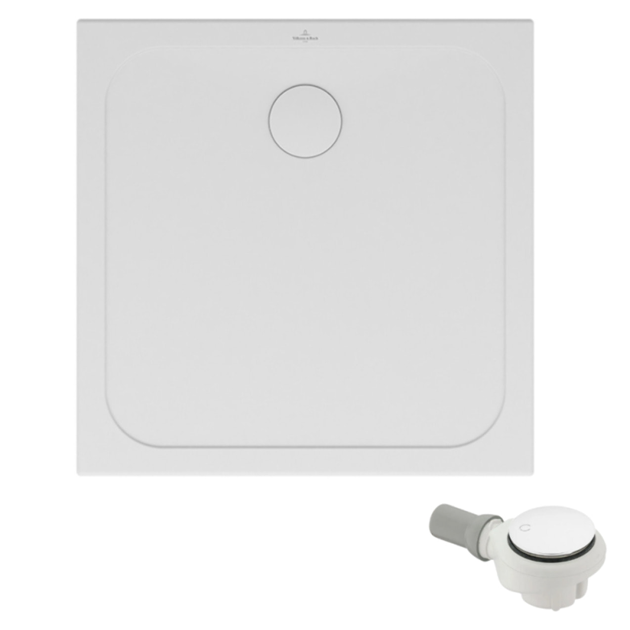 Receveur de douche antidérapant 90 x 90 Lifetime Plus céramique blanc + Bonde blanc