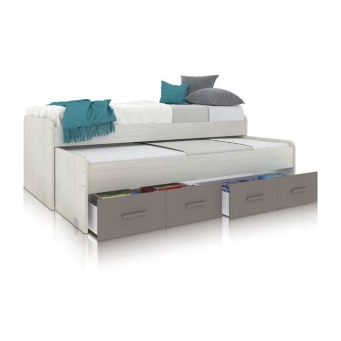 Cama doble juvenil Axim Blanco Alpes - Basalto