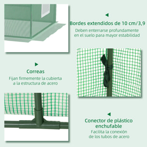 Invernadero de Terraza Mini Invernadero 240x90x90 cm con Ventanas de Malla y Marco de Acero para Cultivar Verduras y Flores Verde