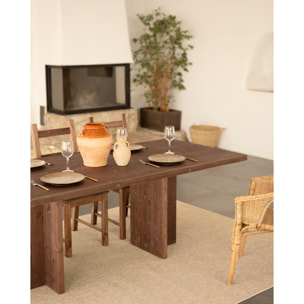 Table à manger en bois massif ton noyer en différentes tailles