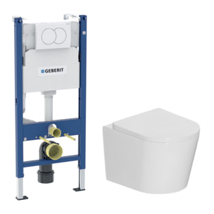 Delta pack WC bâti-support Duofix 112 cm + WC suspendu sans bride Ceramia avec abattant SoftClose + plaque (GEBCE14WT02FR-VP)