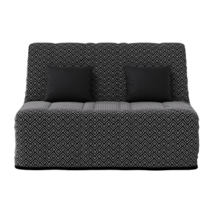 Banquette convertible Gaia, matelas Simmons, 160 x 200 cm, 2 coussins offerts, Géometrik noir