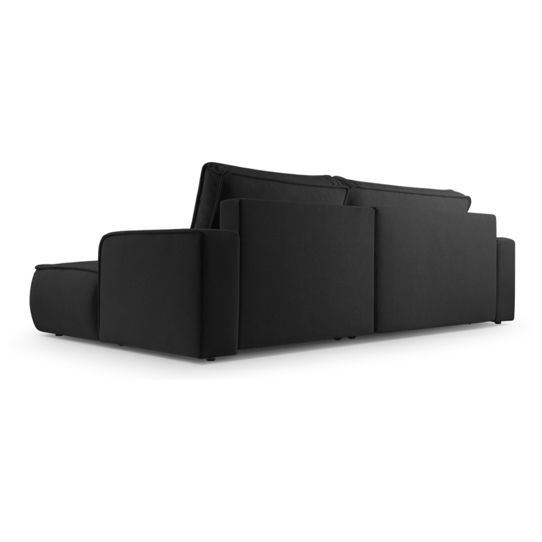 Nessino - canapé d'angle droit 4 places - convertible avec coffre - en tissu texturé - Noir