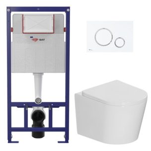 Pack WC bâti-support léger 112 cm ECO 2L Swiss Aqua Technologies + WC suspendu Ceramia + plaque blanc/chrome (STECE14WT04-IN)