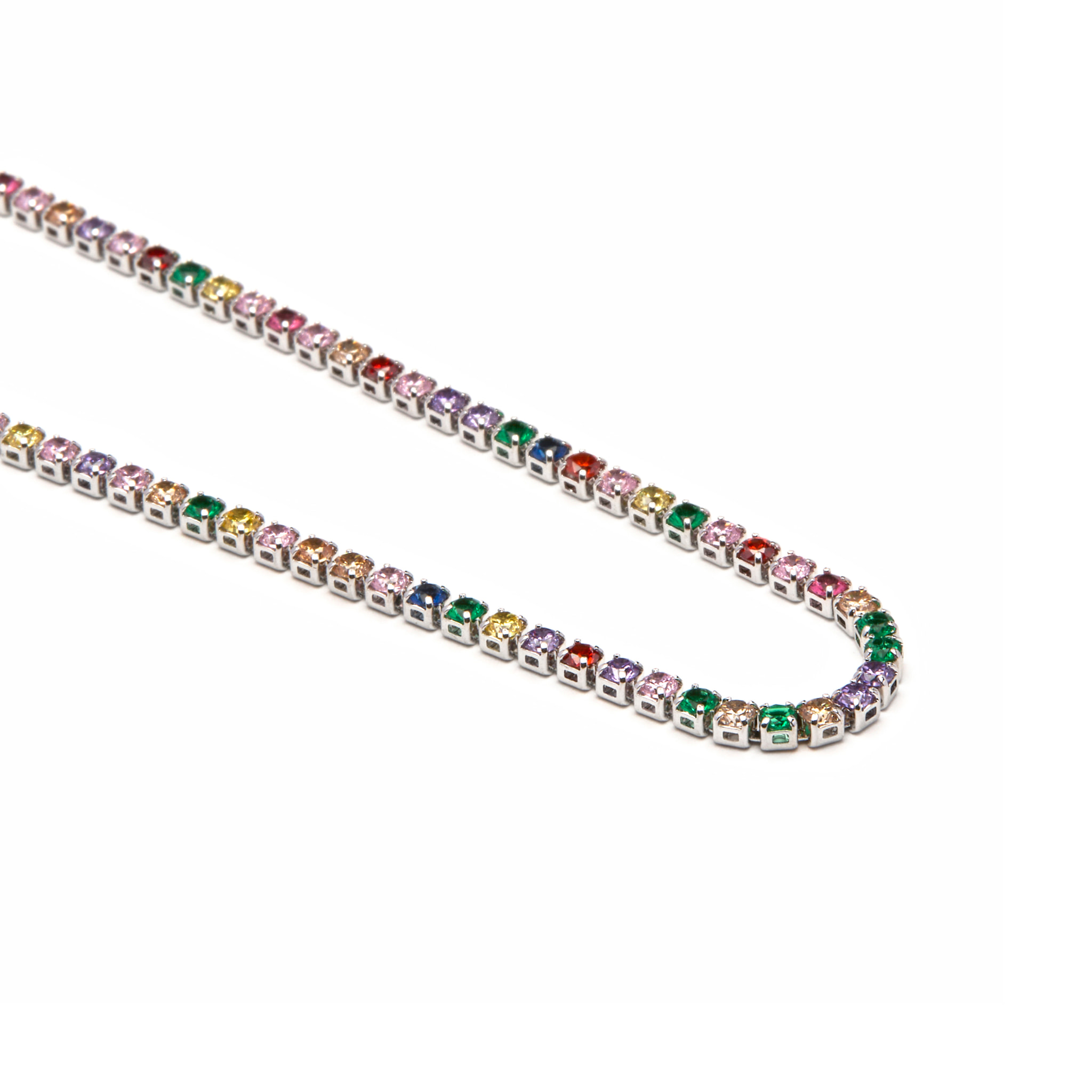 Collar con Circonita Multicolor acabado plata