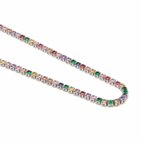 Collar con Circonita Multicolor acabado plata