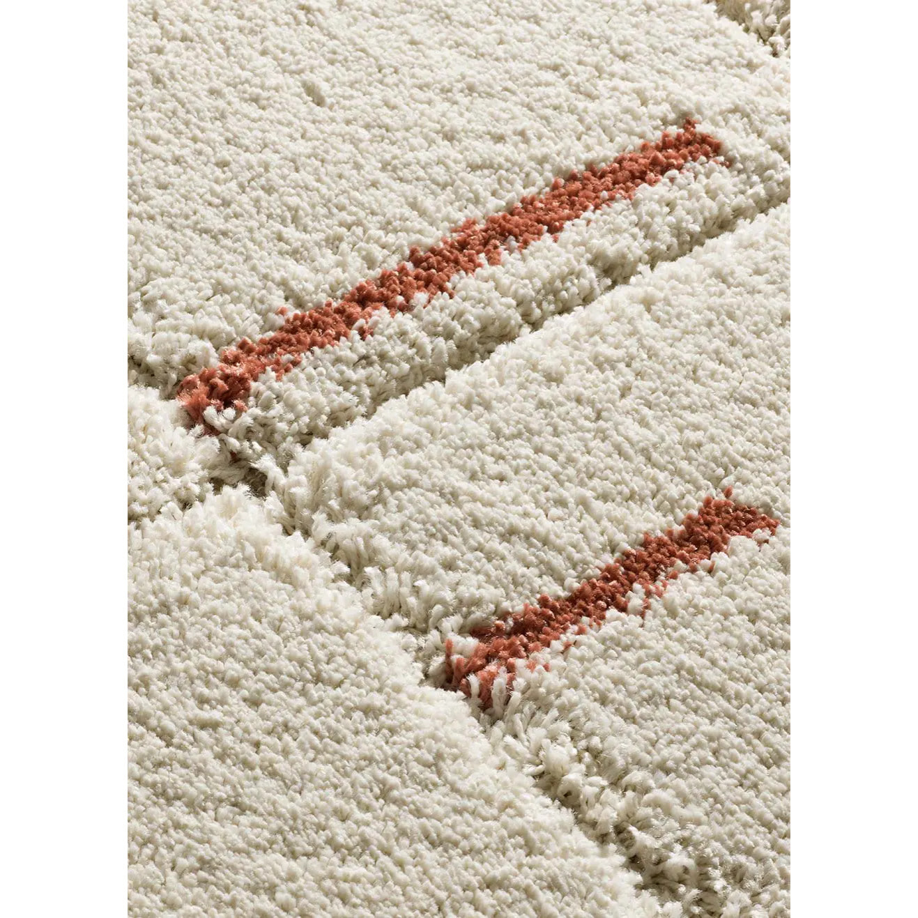 BRENDA Alfombra shaggy geométrica con relieve blanco y motivos caldera, varias medidas disponibles