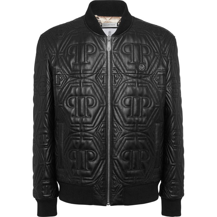 PHILIPP PLEIN Leather Bomber MONOGRAM