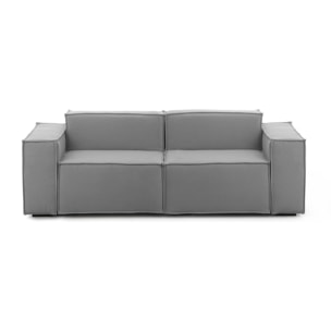 Divano fisso Paola, Divano componibile a 2 posti lineare, 100% Made in Italy, Sofà moderno da soggiorno in tessuto, Cm 220x95h70, Grigio